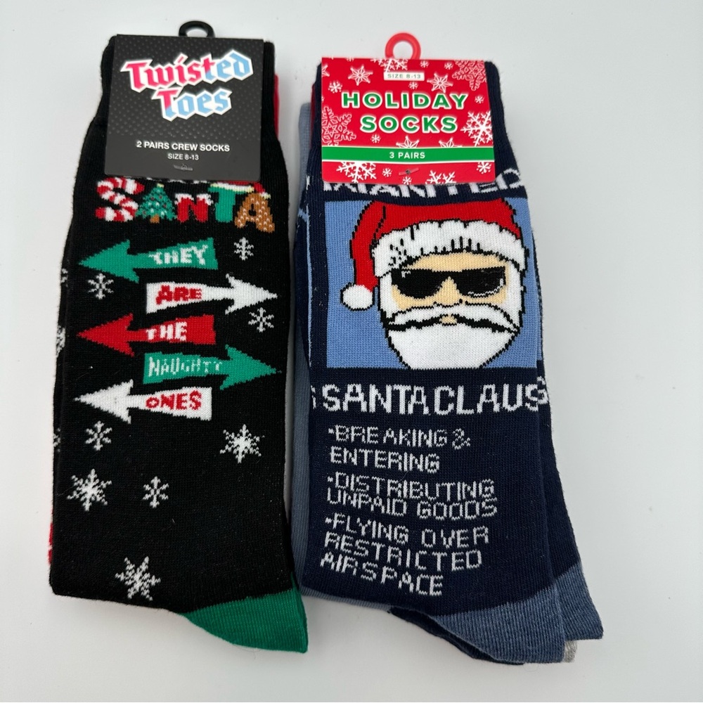 5 Pair Men’s Funny Christmas Socks Size 8-13 All Brand New